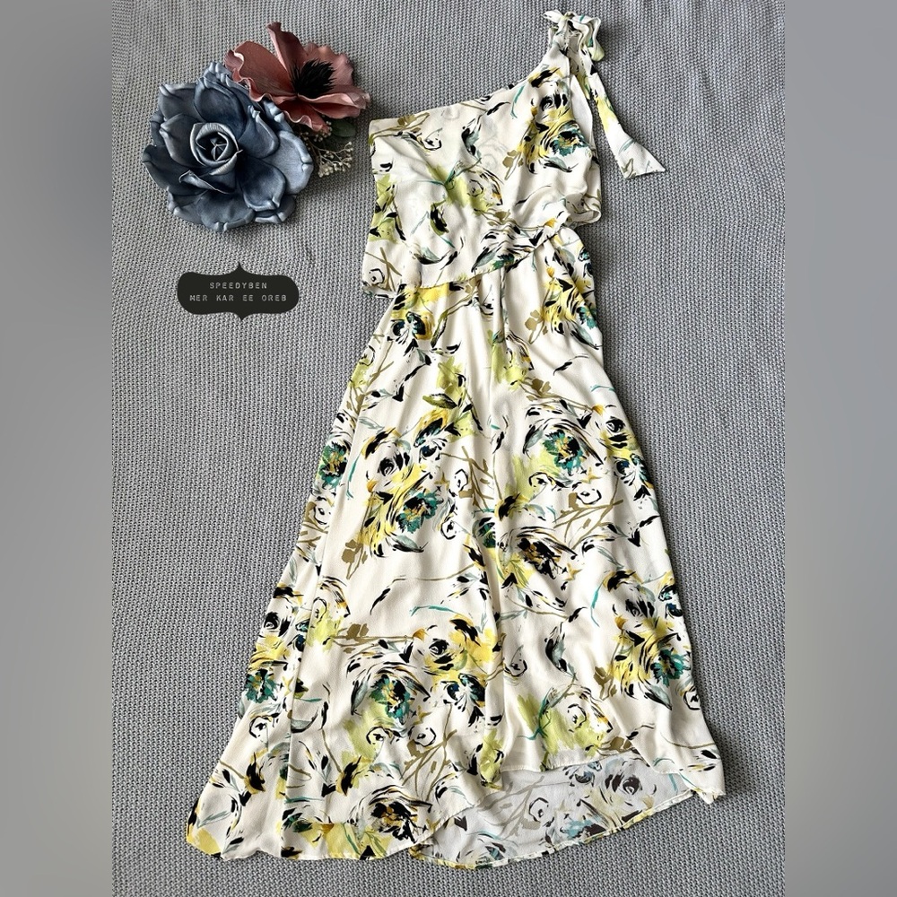 Slate & Willow One Shoulder Asymmetric Popover Maxi Dress Small